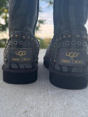 GENUINE Ugg x Jimmy Choo Boots Studded Kaia Suede Zebra US 7 limited ed $695 new
